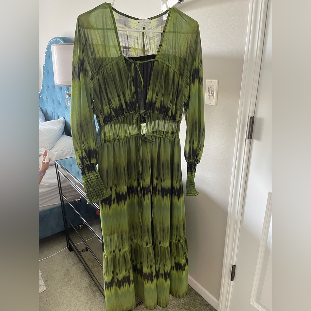 Topshop green black maxi dress